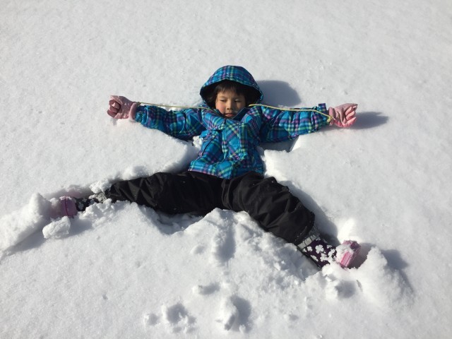 雪にダイブ